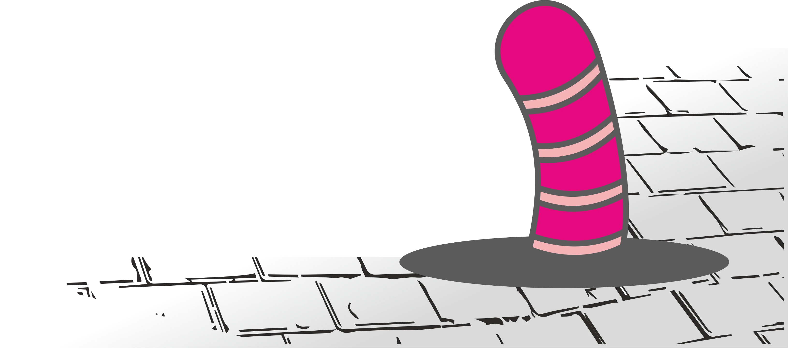 Hinterer Teil des pinkfarbenen Bohrspül-Wurms auf einer Pflasterfläche